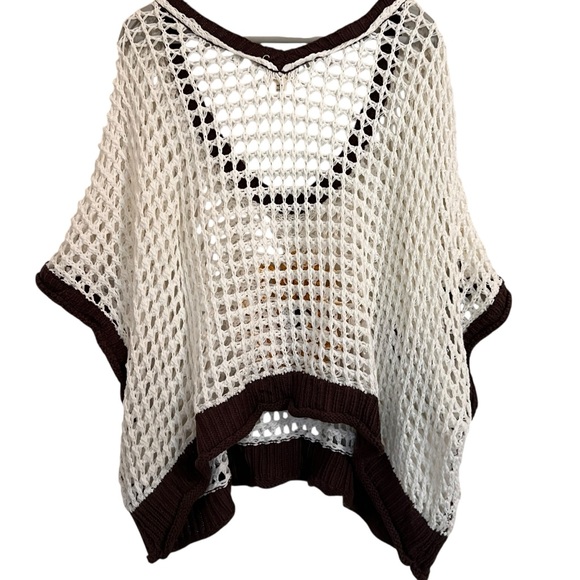 POL Crochet Flower Knit sweater Top medium boxy oversized - Picture 5 of 12